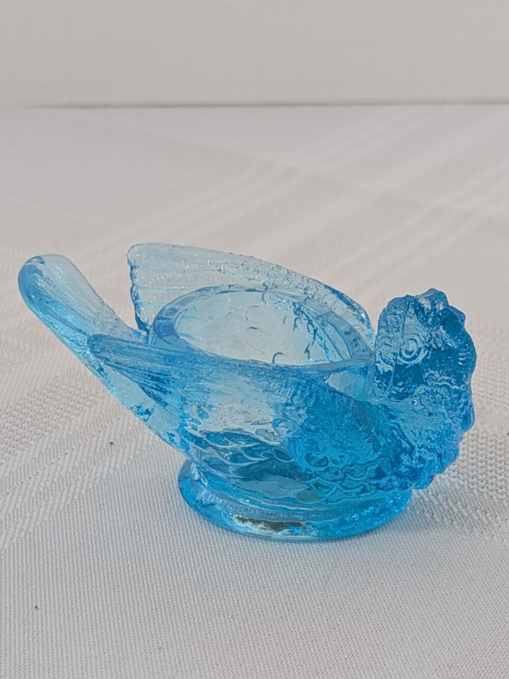 Pair of Vintage Blue Glass Bird & Berry Salt Cellars - Picture 7 of 10